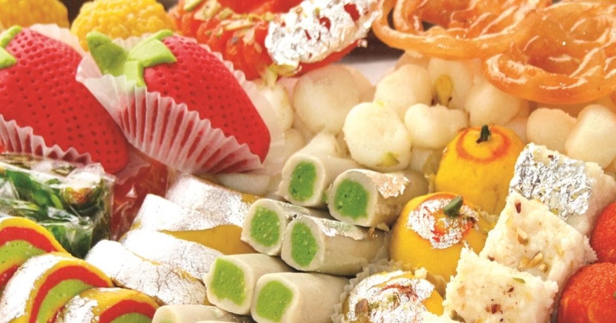 Boxes of sweets being packed to order
